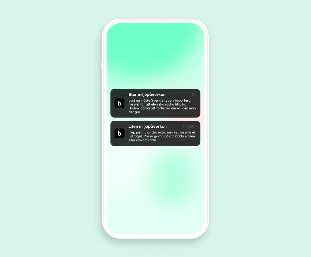 Bright app notification environmental imptact